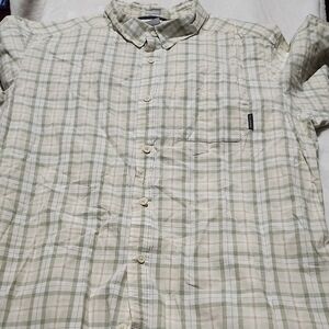 Columbia Men's Casual Plaid Shirt - Green and Cream